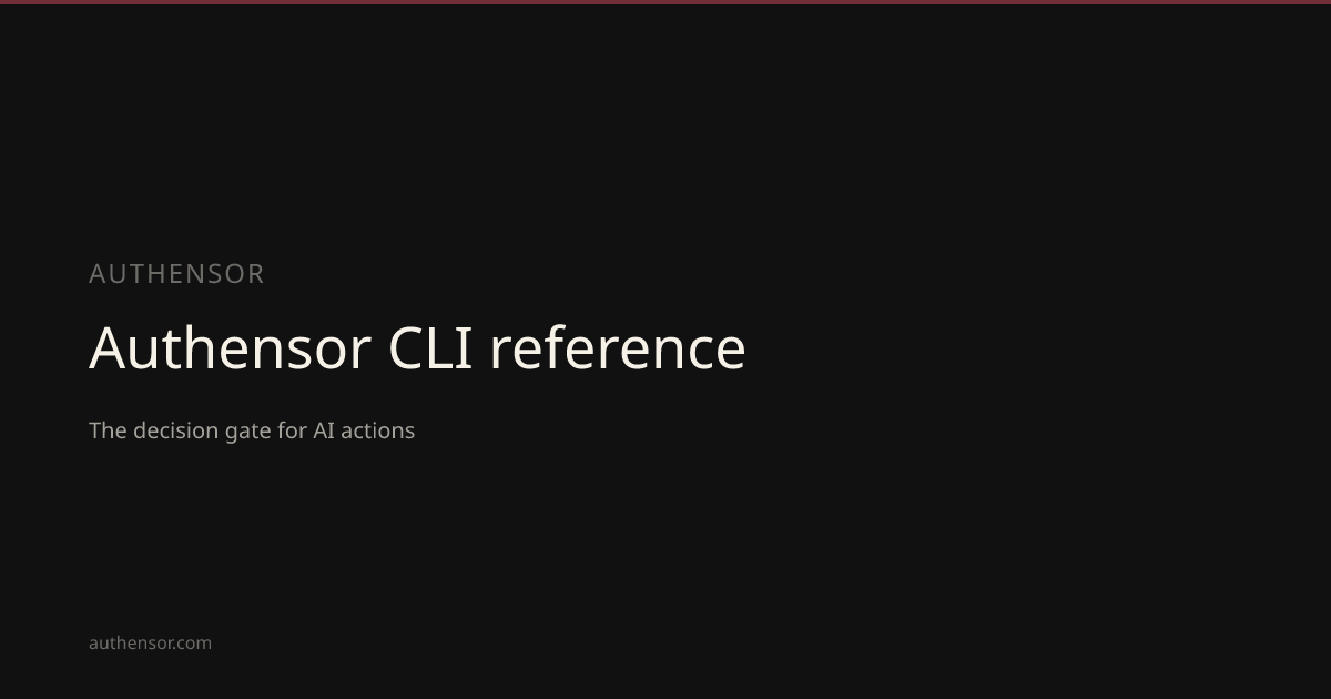 Authensor CLI reference | Learn | Authensor | Authensor